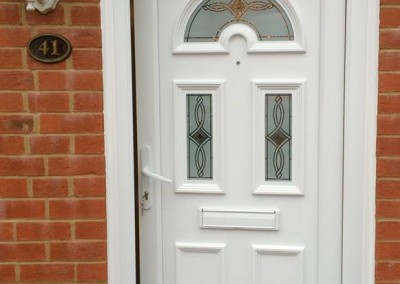 White PVC door with lead lights